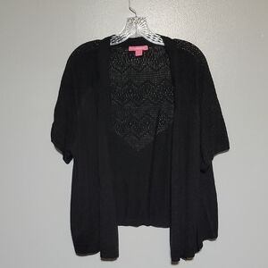 Woman Within Women's Black Cardigan Short Sleeve Knit Sweater Shrug Sz 2x Boho